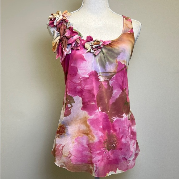 Sweet Pea by Stacy Frati Tops - Floral Pink Sleeveless Top